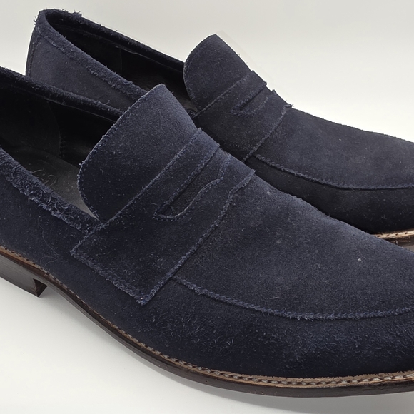 Thursday Penny Loafers Mens 9.5 Blue Suede Dress Shoes Slip On. VGUC main image 5